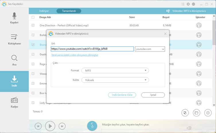 videoları MP3’e dönüştürme